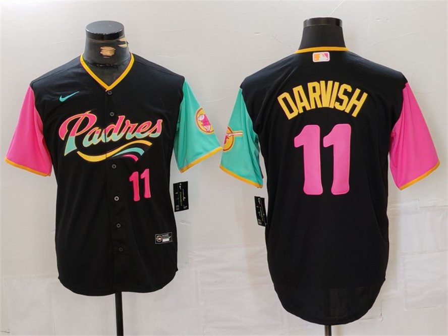 Any Size SDP #11 Yu Darvish Black Player Number Fashion Player Jersey