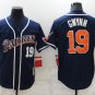 Men's SDP #19 Tony Gwynn Navy Blue Cooperstown Collection Jersey