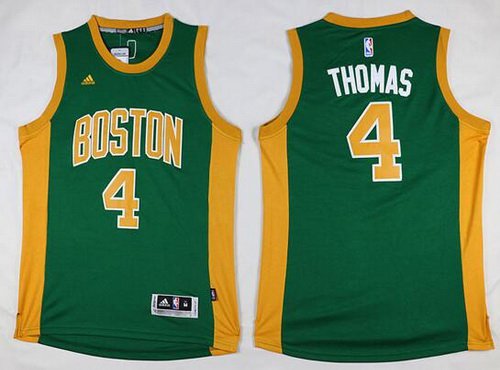 Men's Boston Celtics #4 Isaiah Thomas Swingman New Green With Gold Jersey