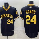 Men's PIT #24 Barry Bonds Black With Patch Cool Base Stitched Jersey