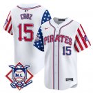 Men's Pittsburgh Pirates #15 Oneil Cruz White 2024 Fourth of July Vapor Jersey