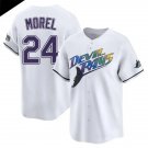 Mens Tampa Bay Rays #24 Christopher Morel White 25th Anniversary Retro Limited Jersey