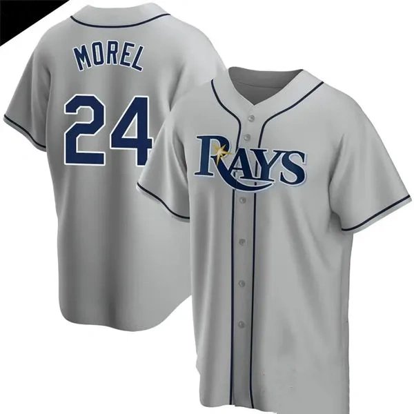 Mens Tampa Bay Rays #24 Christopher Morel Nike Away Gray Limited Jersey