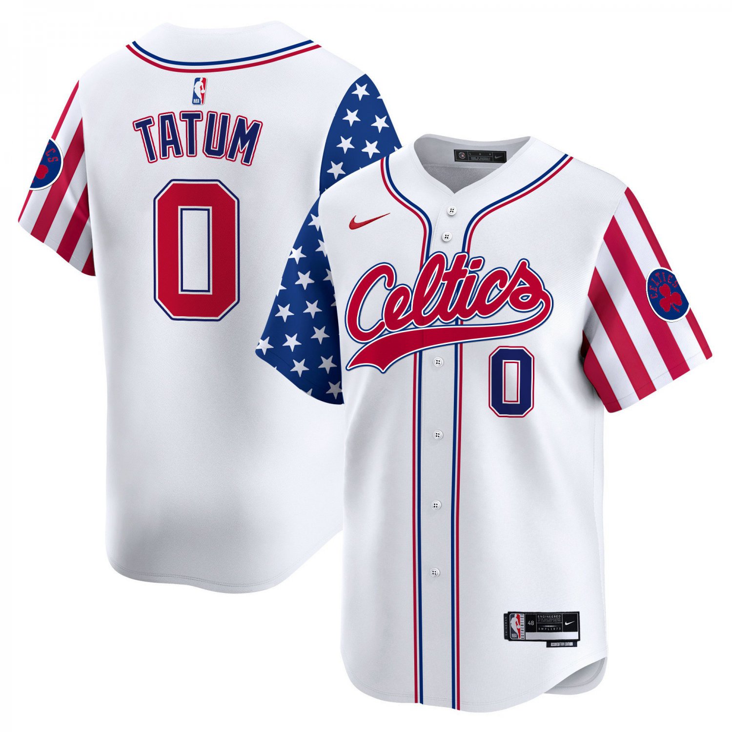 Boston Celtics #0 Jayson Tatum White 2024 Independence Day Baseball Jersey