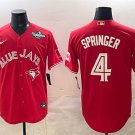 Men's Toronto Blue Jays #4 George Springer Red 2025 World Series Cool Base Stitched Jersey