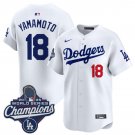 Los Angeles Dodgers #18 Yoshinobu Yamamoto White 2025 Champions Stitched Baseball Jersey