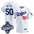 Los Angeles Dodgers #50 Mookie Betts White 2025 Champions Stitched Baseball Jersey