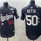 LAD #50 Mookie Betts Black 2025 World Series Patch Tokyo Series Jersey