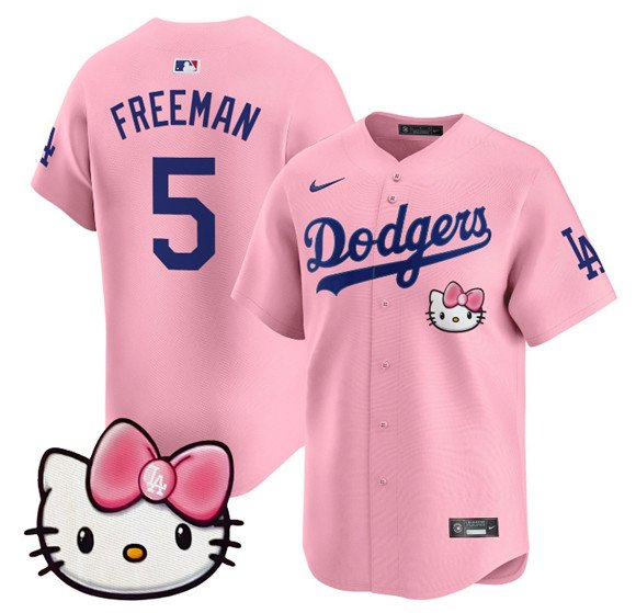 2025 Los Angeles Dodgers #5 Freddie Freeman Pink Hello Kitty Vapor Limited Stitched Jersey