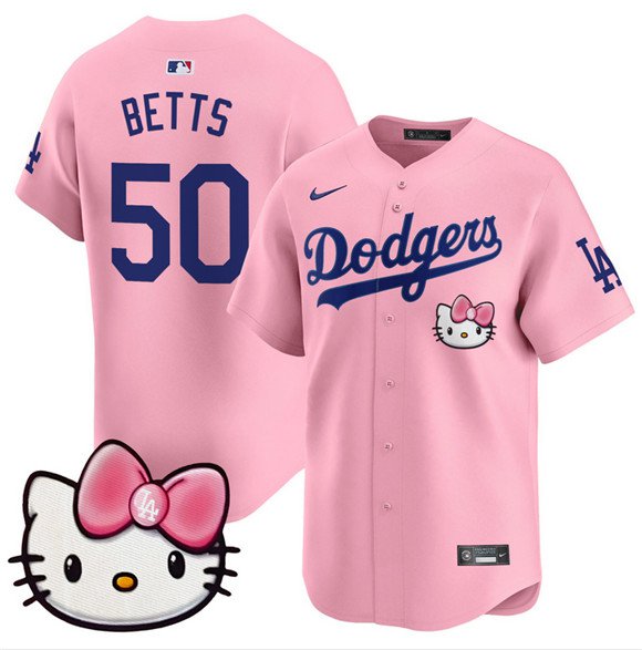 2025 Los Angeles Dodgers #50 Mookie Betts Pink Hello Kitty Vapor Limited Stitched Jersey