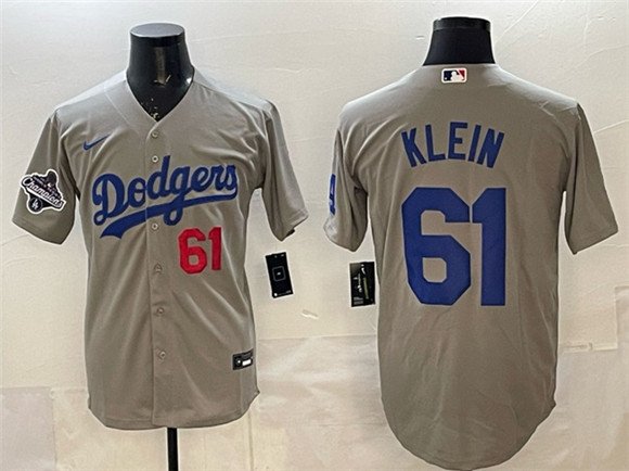 2025 Los Angeles Dodgers #61 Will Klein Gray World Series Champions Patch Cool Jersey