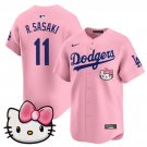 2025 Los Angeles Dodgers #11 Roki Sasaki Pink Hello Kitty Vapor Limited Stitched Jersey