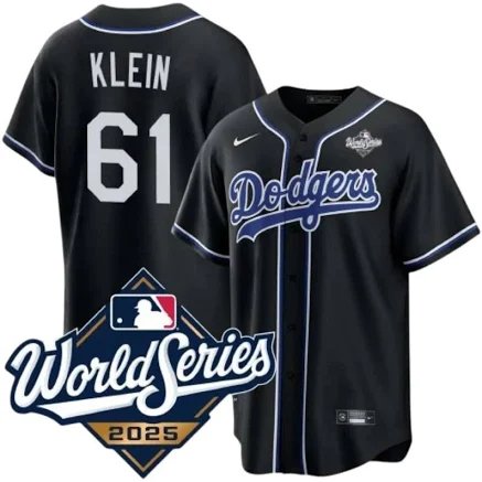 2025 Los Angeles Dodgers #61 Will Klein Black World Series Champions Patch Cool Jersey
