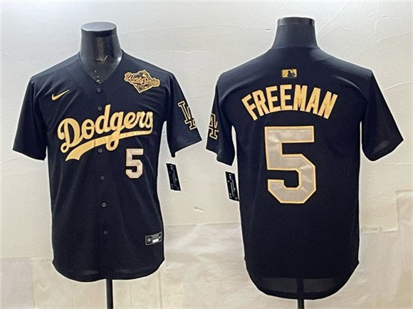 LAD #5 Freddie Freeman Black Gold 2025 World Series Jersey