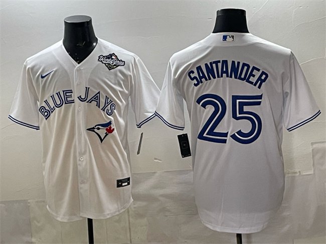 Toronto Blue Jays #25 Anthony Santander White 2025 World Series Home Cool Base Jersey