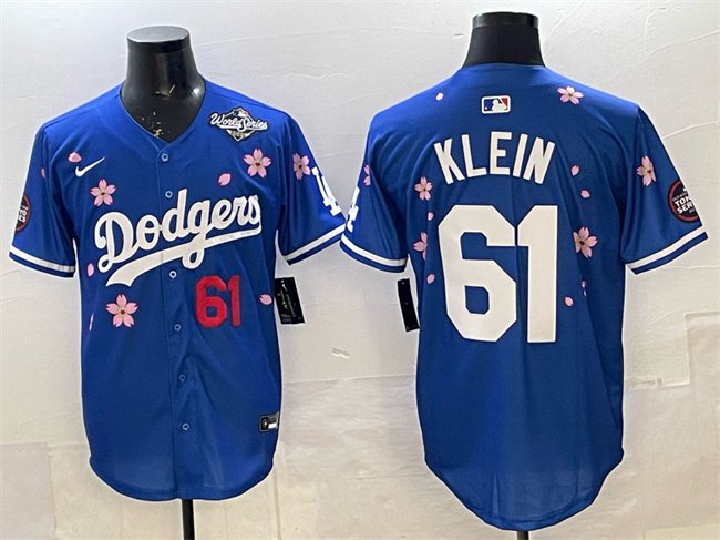 Los Angeles Dodgers #61 Will Klein Royal 2025 World Series Patch Tokyo Series Jersey