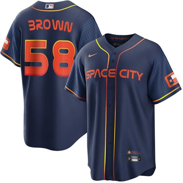 Houston Astros #58 Hunter Brown Navy City Connect Edition Jersey