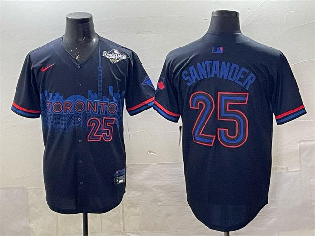 Toronto Blue Jays #25 Anthony Santander Navy 2025 World Series City Jersey