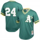 Mens Athletics #24 Rickey Henderson cooper Base Jersey green