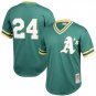 Mens Athletics #24 Rickey Henderson cooper Base Jersey green