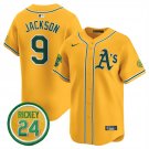 Oakland Athletics #9 Reggie Jackson Gold Yellow Limited With Patch Jersey