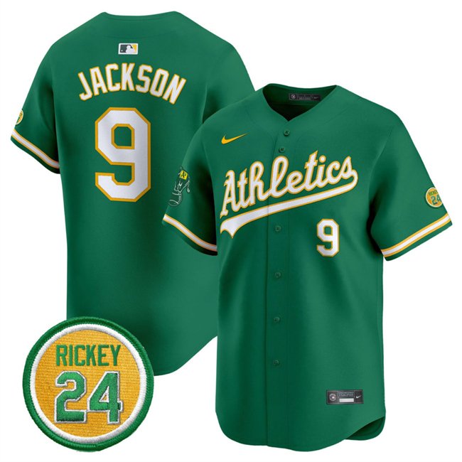 OAK #9 Reggie Jackson Green 2024 Limited With Patch Jersey