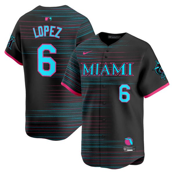 Miami Marlins #6 Otto Lopez Nike Black 2025 City Connect Limited Jersey