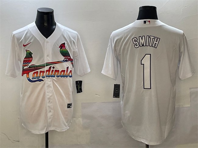 STL #1 Ozzie Smith White Cool Base Stitched Player Jersey