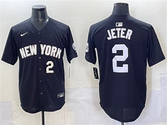 New York Yankees #2 Derek Jeter Black Limited Stitched Baseball Jersey
