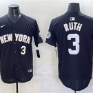 New York Yankees #3 Babe Ruth Black Limited Stitched Baseball Jersey