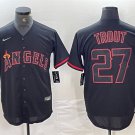 Los Angeles Angels #27 Mike Trout Lights Out Black Fashion Cool Baseball Jersey