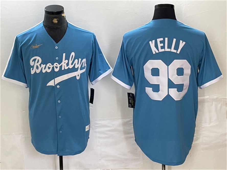 Brooklyn Dodgers #99 Joe Kelly Light Blue Throwback Cool Base Jersey