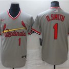 St. Louis Cardinals #1 Ozzie Smith Gray Pullover Cooperstown Collection Jersey