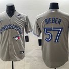 Toronto Blue Jays #57 Shane Bieber Grey 2025 World Series Cool Base Stitched Baseball Jersey