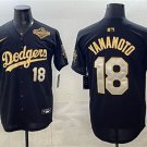 Men's Los Angeles Dodgers #18 Yoshinobu Yamamoto Black Gold 2025 World Series Patch Limited Jersey