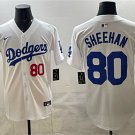 Men's Los Angeles Dodgers #80 Emmet Sheehan White 2025 World Series Champions Patch Jersey
