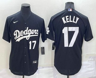 Men's Los Angeles Dodgers #17 Joe Kelly Number Black Stitched Cool Base Jersey