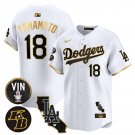 Men's Los Angeles Dodgers Yoshinobu Yamamoto White Gold 2025 Vin & Kobe Patch Vapor Limited Jersey