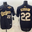 Men's Los Angeles Dodgers #22 Clayton Kershaw Black Gold 2025 World Series Patch Limited Jersey