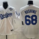Men's Los Angeles Dodgers #68 Dalton Rushing White 2025 World Series Patch Baseball Jersey