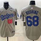 Men's Los Angeles Dodgers #68 Dalton Rushing Gray 2025 World Series Patch Baseball Jersey