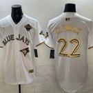 Men's Toronto Blue Jays #22 Ernie Clement White Gold 2025 American League Jersey