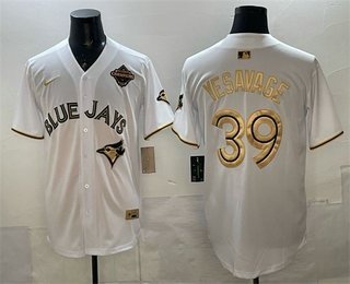 Men's Toronto Blue Jays #39 Trey Yesavage White Gold 2025 American League Jersey
