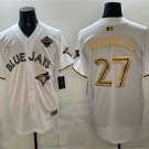 Men's Toronto Blue Jays #27 Vladimir Guerrero Jr White Gold 2025 American League Jersey