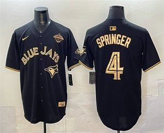 Men's Toronto Blue Jays #4 George Springer Black Gold 2025 American League Jersey