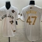 Men's Toronto Blue Jays #47 Addison Barger White Gold 2025 American League Jersey