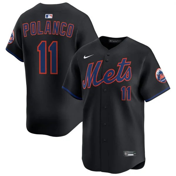 Mens New York Mets #11 Jorge Polanco Nike Black Alternate Limited Jersey