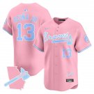 Mens Atlanta Braves #13 Ronald Acuna Jr. Peach Vapor Limited Jersey pink