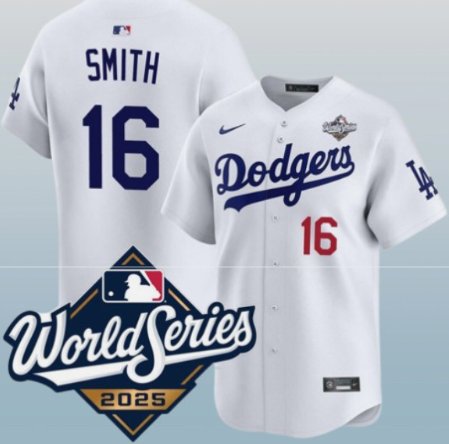 Los Angeles Dodgers #16 Will Smith White 2025 World Series Home Limited Jersey