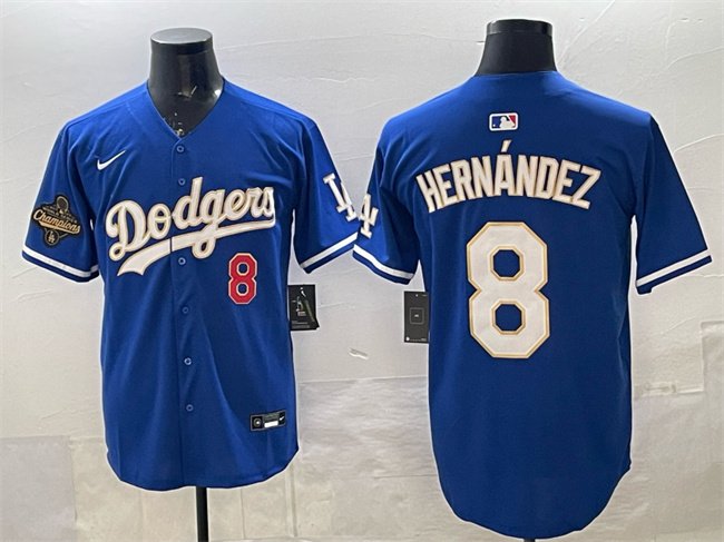 Dodgers #8 Enrique Hern&Atilde;&iexcl;ndez Royal 2025 World Series Champions Patch Limited Jersey